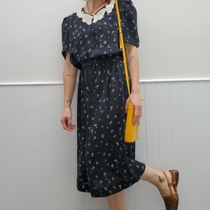 VINTAGE Cottage core Floral Semi-Sheer Dress